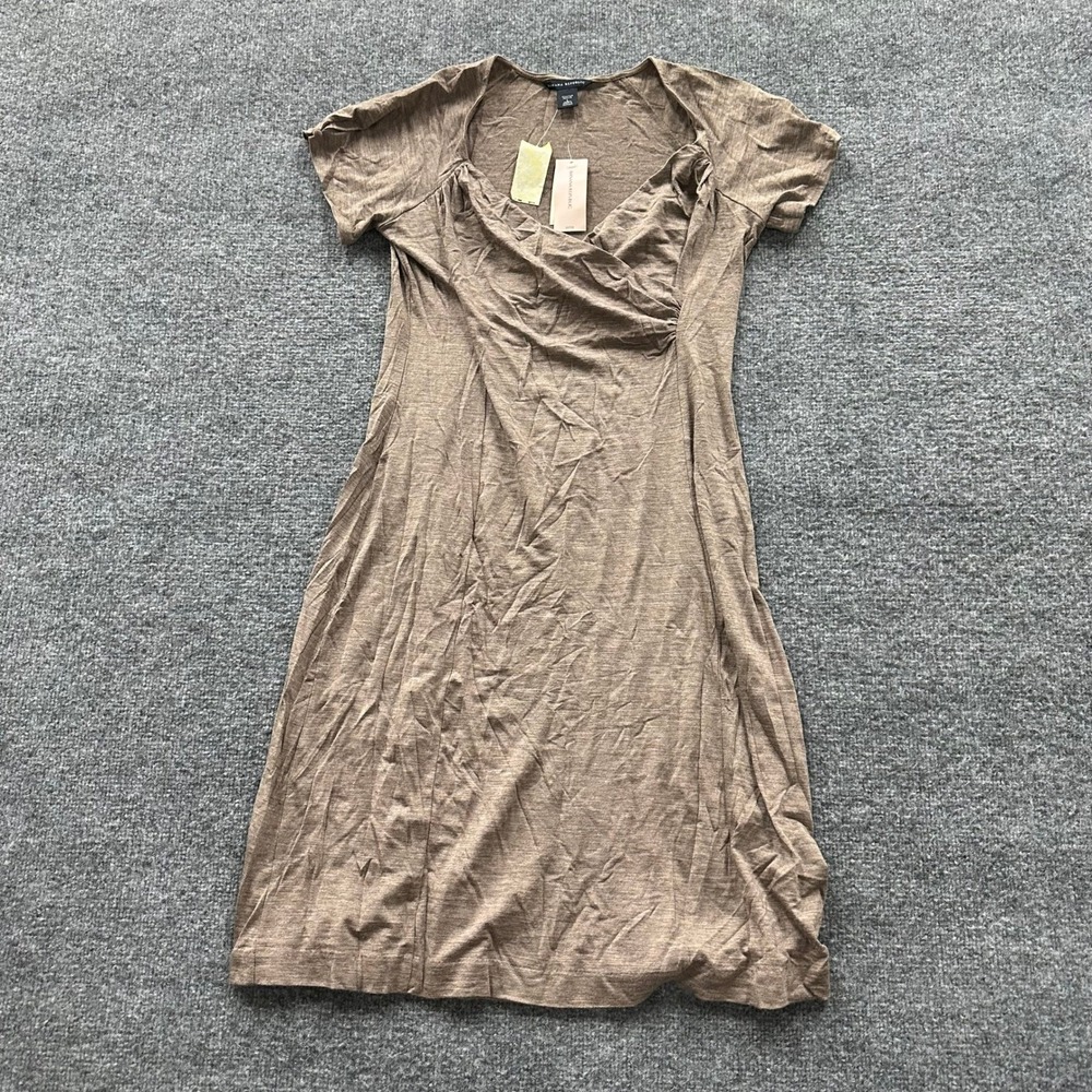 Banana Republic Dress Womens Size PL Brown Wool Blend Stretch Short Sleeve New